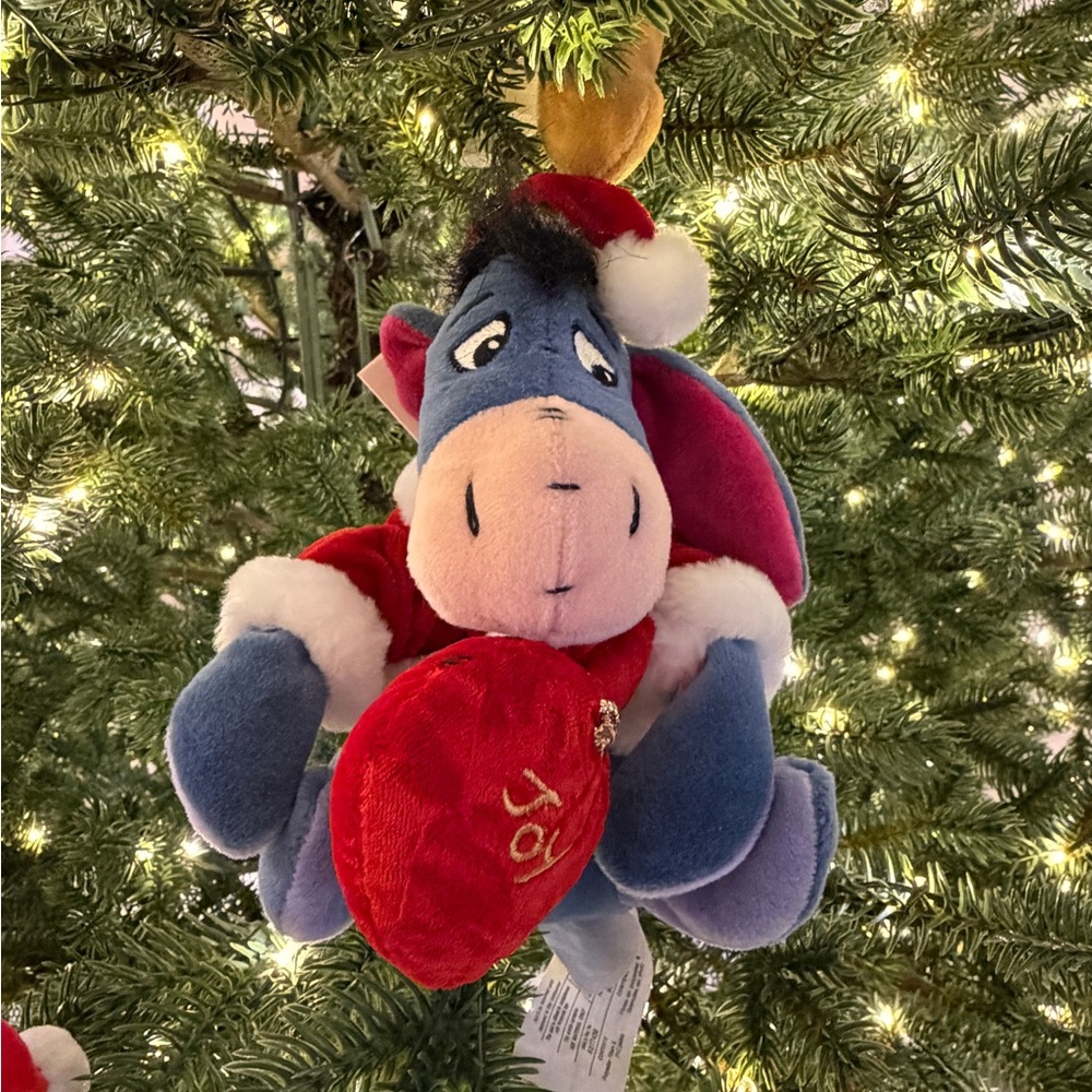 Disney Christmas Santa Eeyore with Joy Gift Bag Mini Bag Plush Holiday Ornament